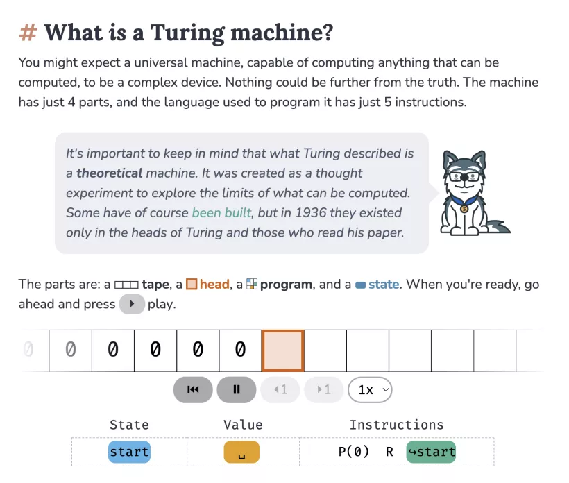 screenshot of the content of the post about Turing machine